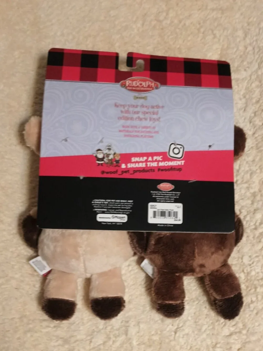 NWT ~ Rudolph the Red Nosed Reindeer 2-Pack Dog Toys with Squeakers & Crinkles